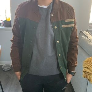 Never worn brown and green bomber jacket